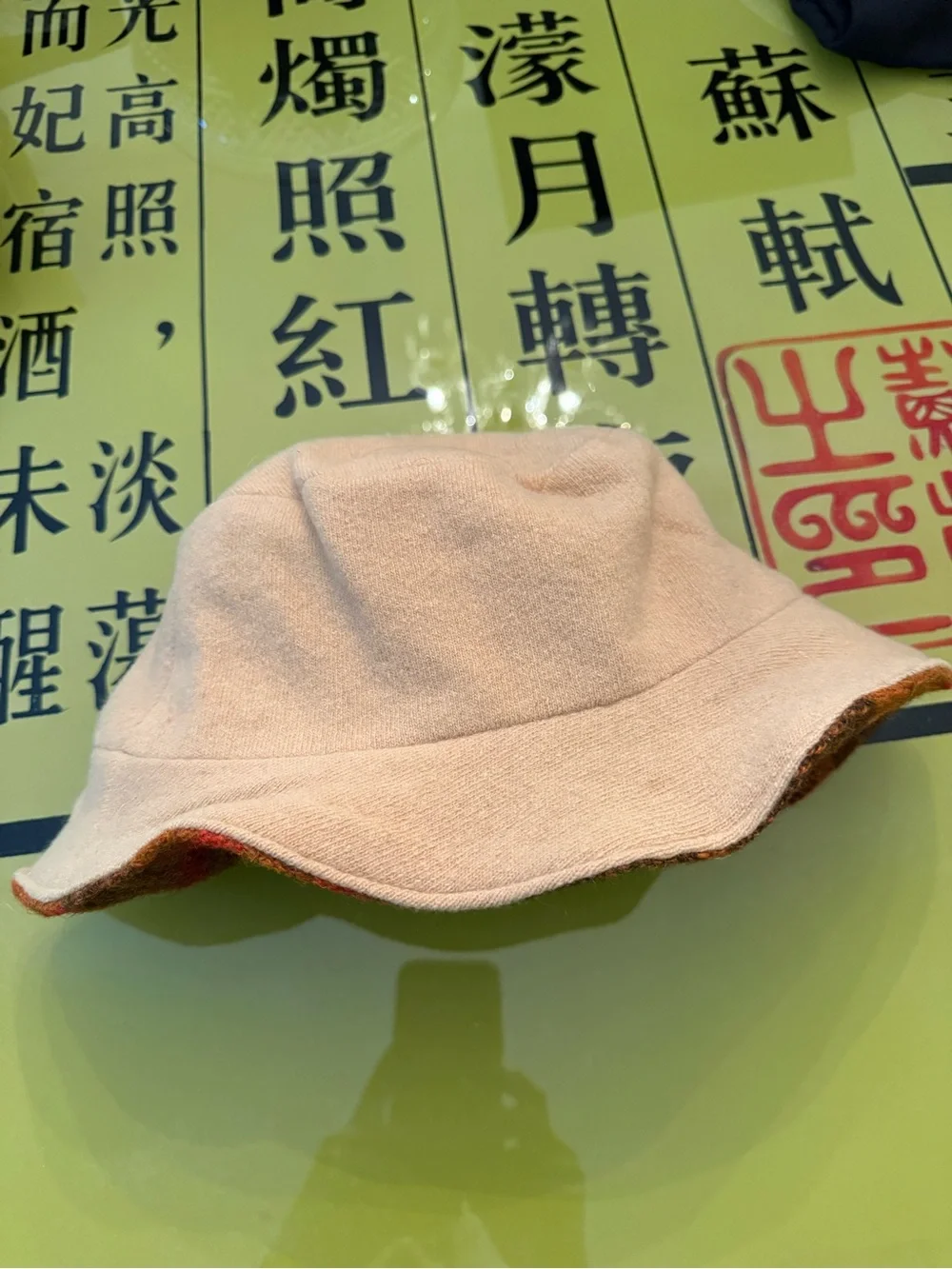 Women’s cashmere and wool plaid reversible Bucket Hat